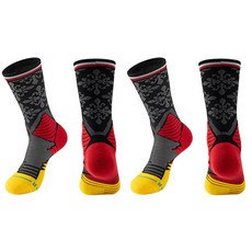 SNF 時尚圖案重點色運動襪 2雙, 03 灰紅色