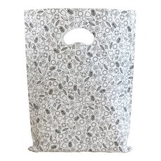 塑膠胖胖蝴蝶結提環袋, 白色, 100個