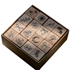 Eri Market復古白樺樹印章 16種組, 1套