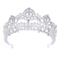 LUNAGLAM 珍珠蛋糕自助婚禮新娘皇冠 WC422, 銀色, 1個