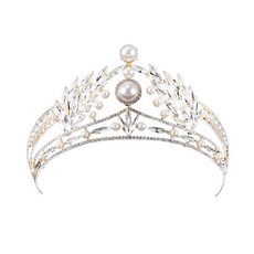 Lunaglam 奢華自助婚禮髮飾 新娘皇冠 A款 WC418, 1個, 金色