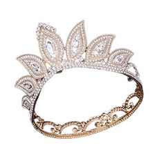 머리 장식 헤어 악세사리 셀프웨딩 왕관 zzq414, 골드, 1개