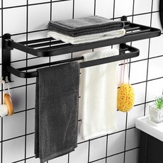 Minsaengdeuktem多功能黑色雙層抹布架, 黑色, 1個