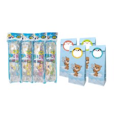 Danbi9 孩童牙膏牙刷組 4入+禮物包裝袋 4入+貼紙4件組, 1組