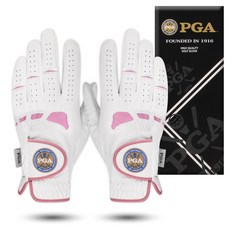 PGA TOUR 女款羊皮高爾夫球手套 雙手用 2104F, 白色