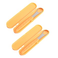 舌苔刷 橘色 2入+收納盒 橘色 2入, 1套