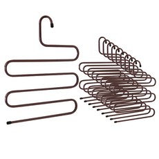 鐵質節約S型5層式褲架, 10個, 棕色