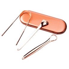 Standardliving 不鏽鋼口臭舌苔白苔去除舌苔清潔器 3件組 玫瑰金, 1套