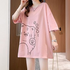 메이첼 여아용 통기성 큐트 타이거 루즈핏 7부 소매 티셔츠 00858