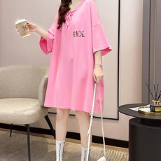 메이첼 루즈핏 캐주얼 라이드 프린팅 롱 티셔츠 00751 빅사이즈 포함