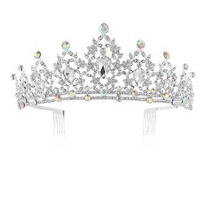 Luna Glam 閃亮水鑽裝飾自助婚紗皇冠髮箍 WC611, 銀色, 1個