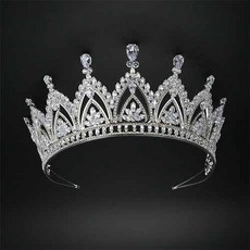 비즈 포인트 셀프웨딩 티아라 asd004, 실버, 1개