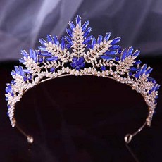 藤蔓串珠點綴自助婚紗皇冠 asd017, 藍色, 1個