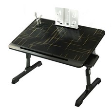 折疊床膝桌抽屜+USB+書架, 黑色