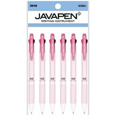 자바펜 체크 3볼 멀티펜 0.5mm, 핑크, 6개
