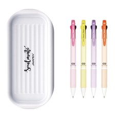 JAVAPEN 格紋3色多功能筆 0.5mm 4款 + 筆盤組, 黃色, 橘色, 紫色, 粉紅色(多功能筆), 隨機出貨(筆盤), 1套