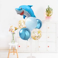 鯊魚氣球插飾組, 3套, 金色亮片