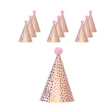 400萬生日拍攝派對帽 小圓點, 10個, 粉色的