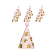 Four Million生日拍攝派對帽尖頂帽 大圓點, 10個, 粉色的