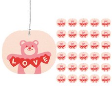 愛心小熊吊牌, 100個, 粉紅色