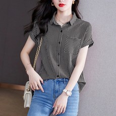 ATTERLIC 大尺碼格紋口袋短袖襯衫