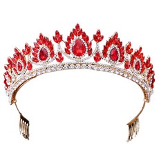 LUNA GLAM 巴洛克皇后婚禮皇冠, 1個, 金紅色(MDY271)