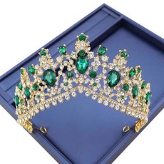 Damon 美麗方晶鋯石點綴自助婚禮皇冠 sdm010, 1個, 金綠色