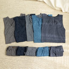 TERAWOOD 男款素色無袖背心 5件組+四角褲 5件組 B款