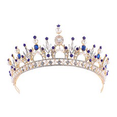 Luna Glam 迷你水晶珍珠婚禮皇冠 WC917, 1個, 金色藍色