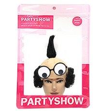 PARTYSHOW 禿頭假髮+喜劇眼珠眼鏡組, 1套, 混合顏色