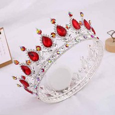 Damon珠飾花朵點綴自助婚紗皇冠, 1個, 銀色紅色極光