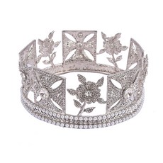 Luna Glam 復古風女王自助婚紗珠寶頭冠 WC801, 銀色, 1個