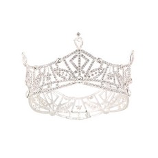 LUNA GLAM 新娘復古裝飾珠寶自助婚紗皇冠 WC829, 銀色, 1個