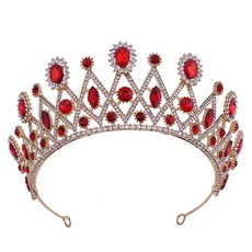 LUNAGLAM 菱形花朵點綴自助婚紗皇冠 WC911, 金紅色, 1個