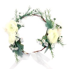 민성컴퍼니 수제 드레스 비치 써머 웨딩 화관, 1개, 화이트