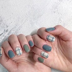 CALLIOPE 特殊款美甲格紋圖案凝膠指甲貼, 5個, YX016