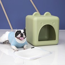 REDPUPPY 寵物利其爾小屋 + 坐墊組合, 牛奶綠茶, 1個