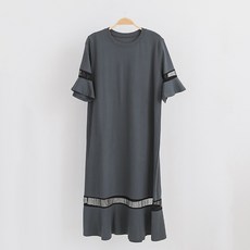 아뗄릭 완전 편한 데일리 망사 러플 루즈핏 원피스 00884