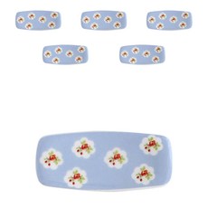 Roco Living兔子陶瓷湯匙筷子架, 6個, 藍色