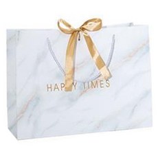 찐노마진몰 종이 쇼핑백 15p, 01 화이트 바탕 골드 리본