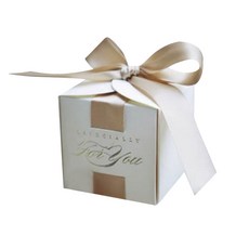 Gloryving 糖果回禮包裝盒 50入 + 緞帶 50入 套組, 金色(緞帶), 1套