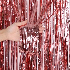 everything smile 派對銀箔手術窗簾, 3個, 閃亮的玫瑰金