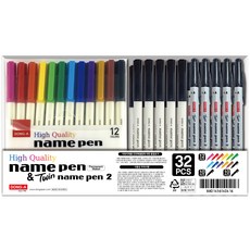 DONG-A 名稱筆12顏色套件 +名稱黑色10p +雙名筆黑色10p套件, 1套, 混合顏色