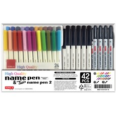 DONG-A 名稱24顏色套件 +名稱黑色10p +雙名筆黑色8P套組, 1套, 混合顏色