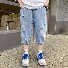 COMME MOI 男童刷破7分牛仔褲 CSV31BPT23