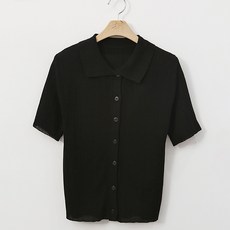 럽스 여성용 린키 골지 카라 반팔 가디건