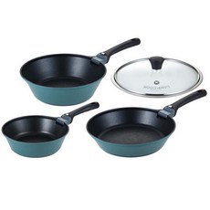 램프쿡 국산 폴드팬 4종 세트, 프라이팬 28cm + 웍 28cm + 24cm + 유리뚜껑 28cm, 혼합색상