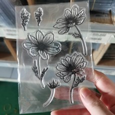 Yesmol復古透明矽膠花朵印章, 1個