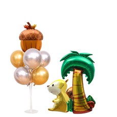 橡子與松鼠氣球組, 1套, 鍍鉻金色, 鍍鉻銀色(30cm氣球)