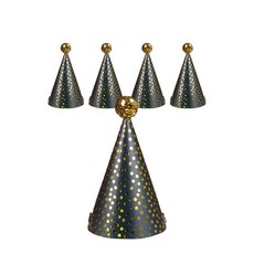 Isabelle Home 生日派對尖頂帽 11款, 5個, 黑色背景金色水滴圖案生日